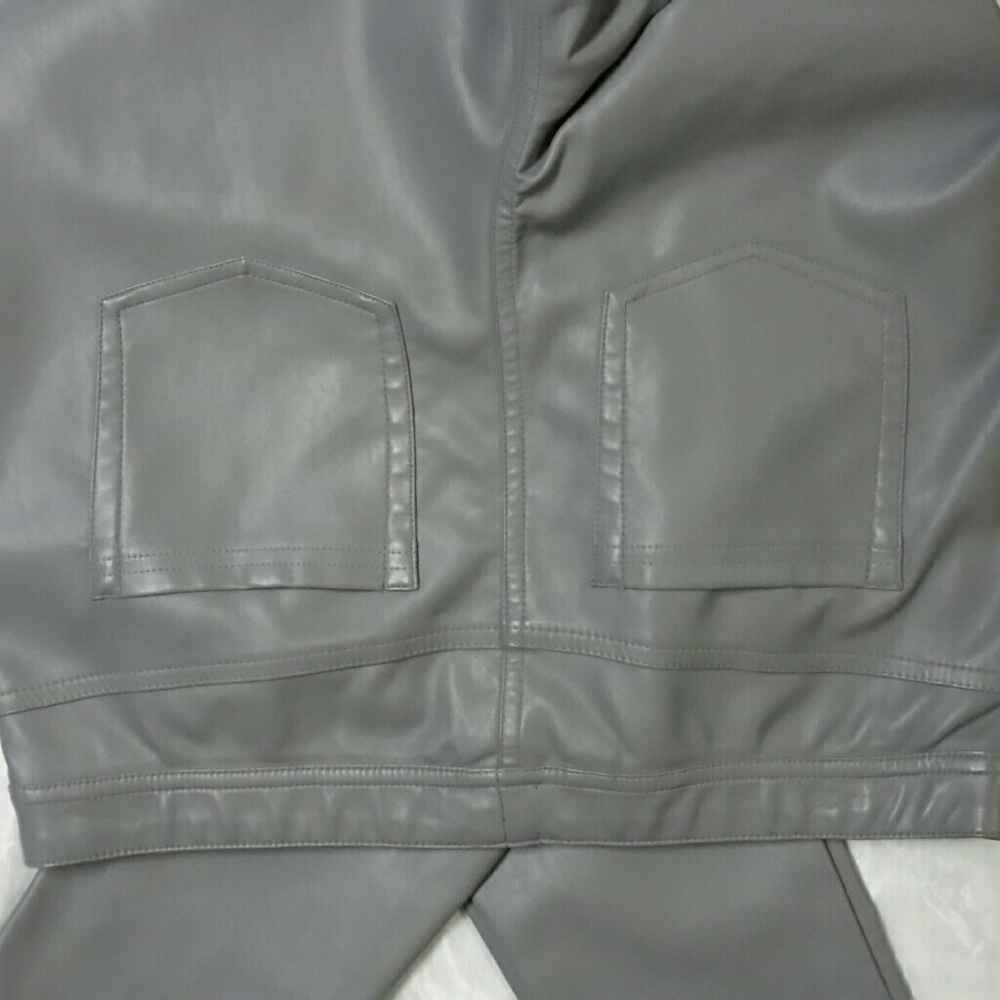 DG2 FAUX LEATHER PULL ON GRAY SRAIGHT LEG PANT M - Picture 2 of 7
